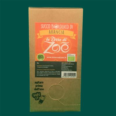 Italian Organic Juice Orange 100% in Bag in Box 3L Le terre di zoè 1